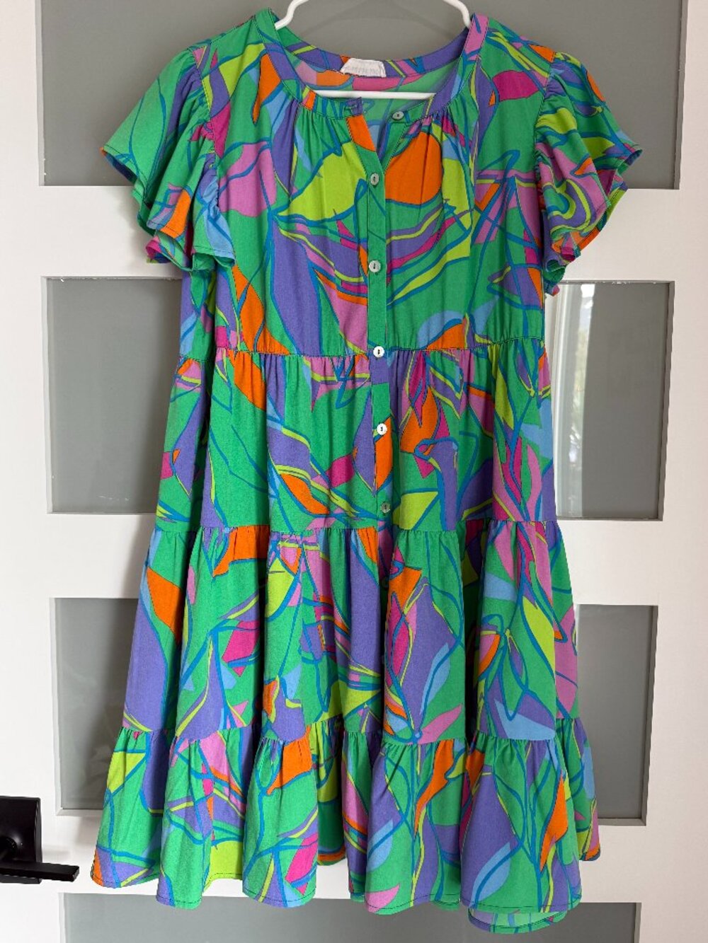 mittoshop Size S Colorful Abstract Tiered Dress